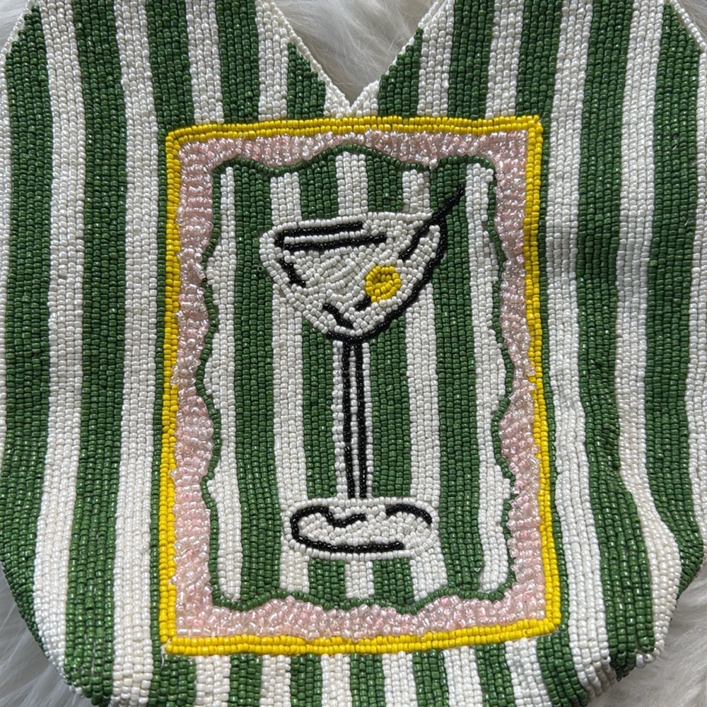 🍸🫒Beaded Martini Glass Handbag Purse Multicolor NWT Staud Anthropologie🍸🫒 - Picture 2 of 4